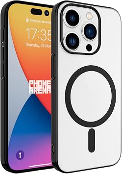 Apple iPhone 15 Pro Max Uyumlu Renkli Kenarl  Magsafe  effaf Silikon K l f, Siyah