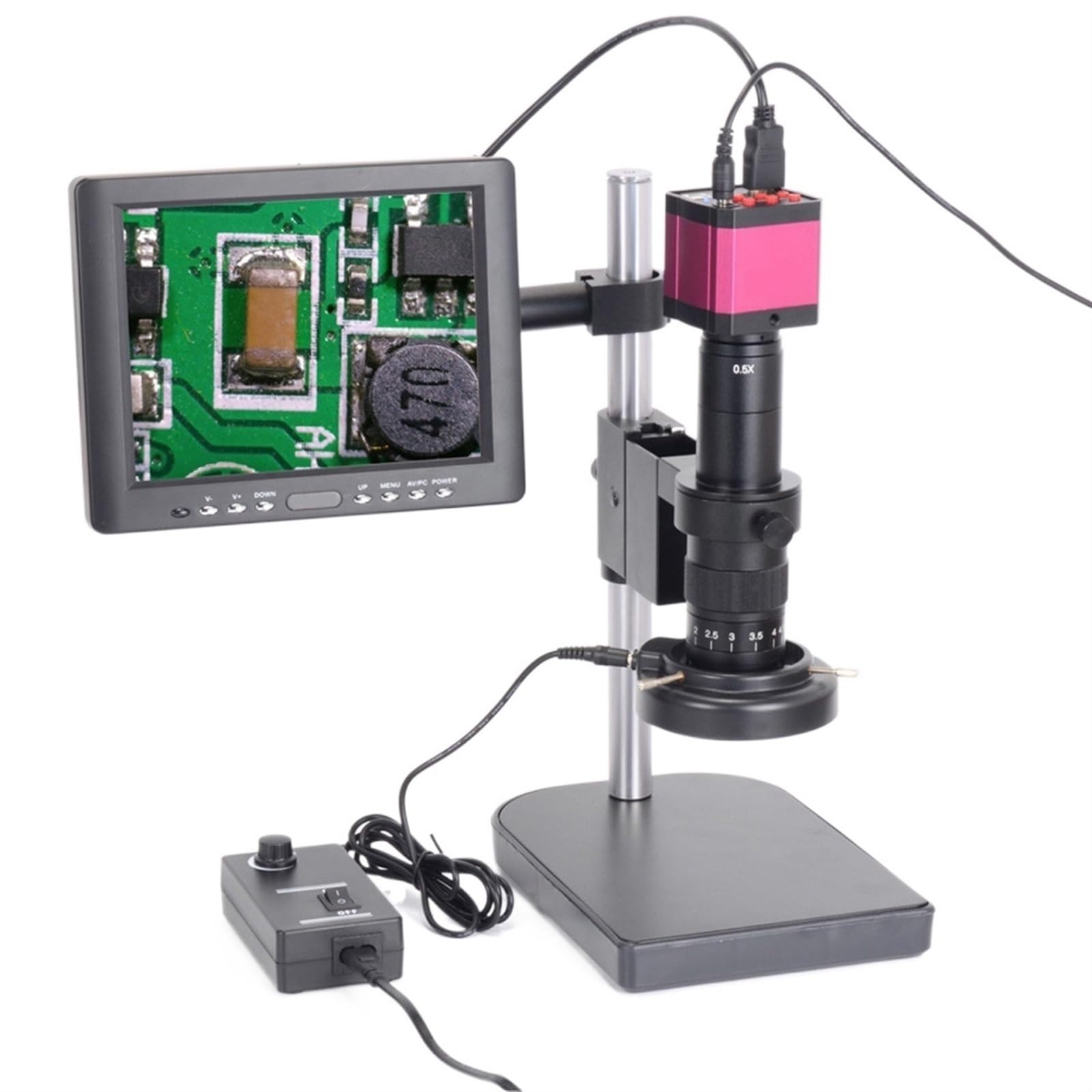 Microscopio De Vídeo Industrial Digital, Cámara 30MP, 1080P, 60fps, HDMI, USB, Lente C-Mount 180X, Pantalla LCD 8 "para Soldadura PCB Teléfono NíTido Y Preciso