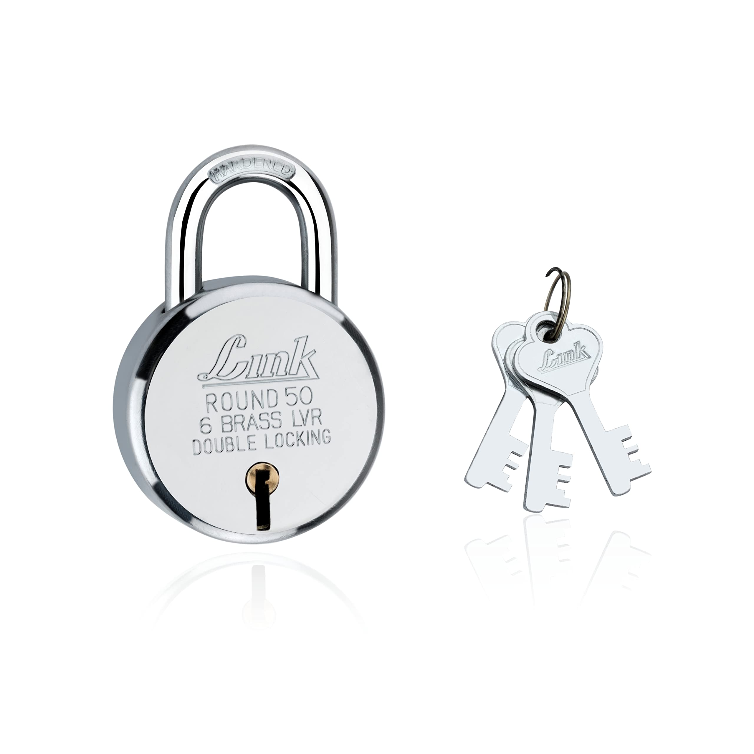 Link® 50mm Round BCP Padlocks 5Pcs Set | 50,000 Key Combinations | Double Locking | Hardened Shackle | 6 Brass Levers | Steel Body | Made in India | 3 Keys for Each Padlock