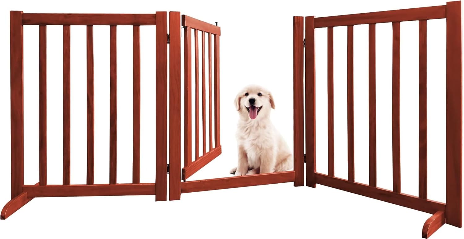 Buy Freestanding Dog Gates Wooden pet gate with Walk Through Door
