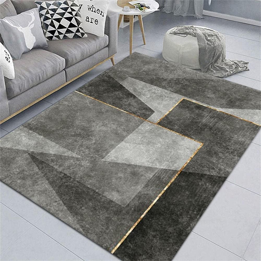 Tapis de salon moderne 200x300 géométrique gris grand tapis lavable