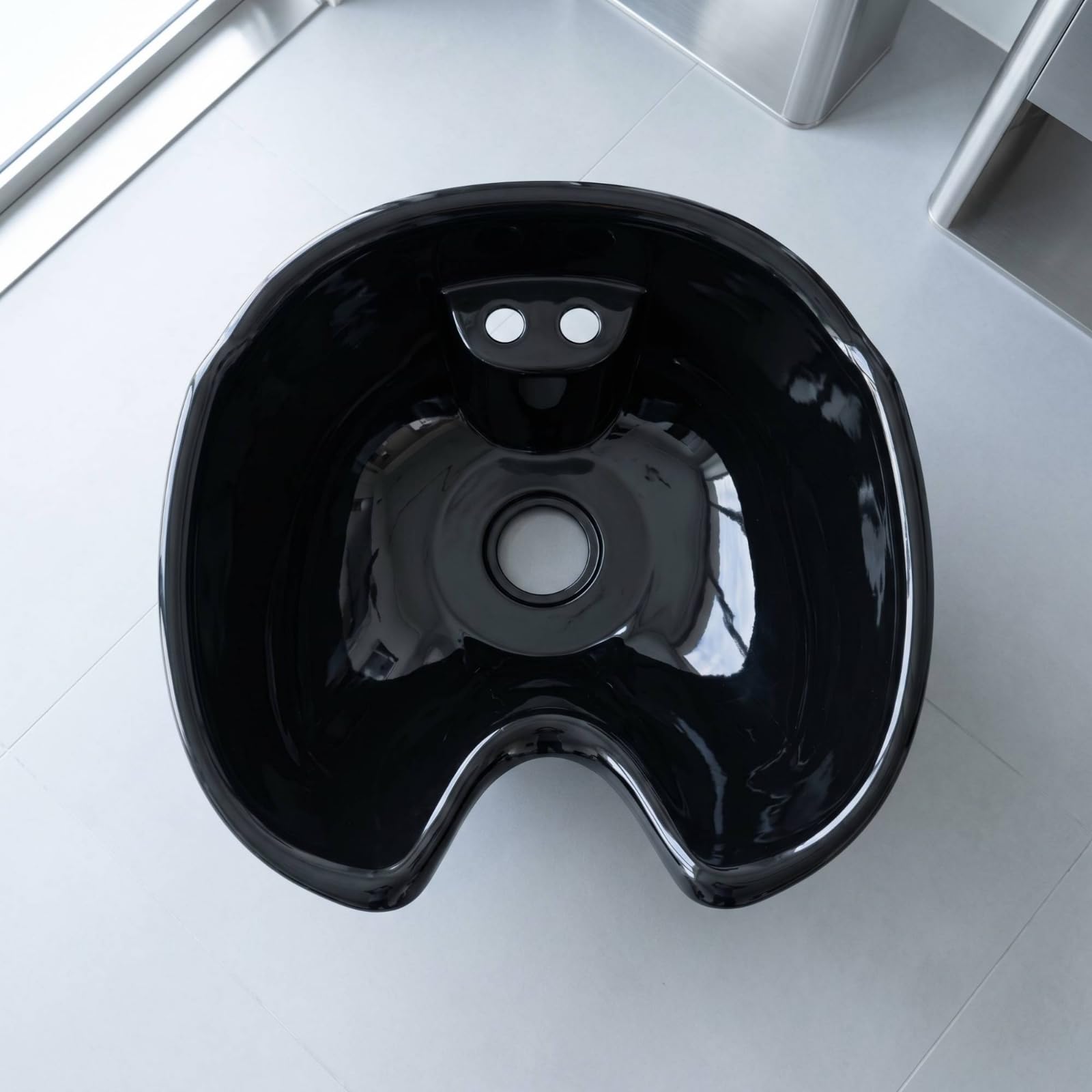 Friseur-Shampoo-Becken Nackenöffnung Kunstmaterial-Shampoo-Becken Ablaufloch Friseurbecken für Friseursalon, Haarwäsche, Ausspülen, Weiß