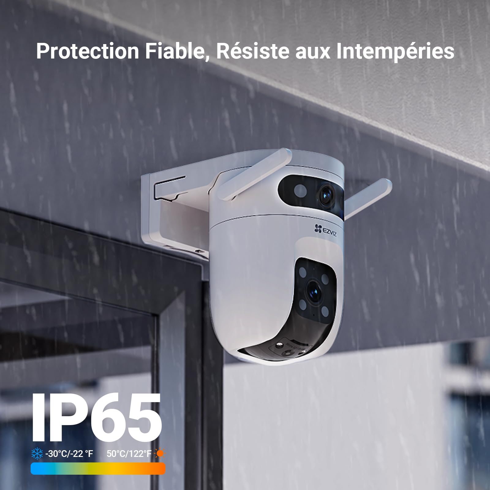 EZVIZ 3MP+3MP Caméra Surveillance WiFi Extérieure à Double Objectif, 360° PTZ Camera, Suivi Auto, Détection de Forme Humaine/Véhicule,Défense Active,Vision Nocturne Couleur 40M, C9c 2K Dual