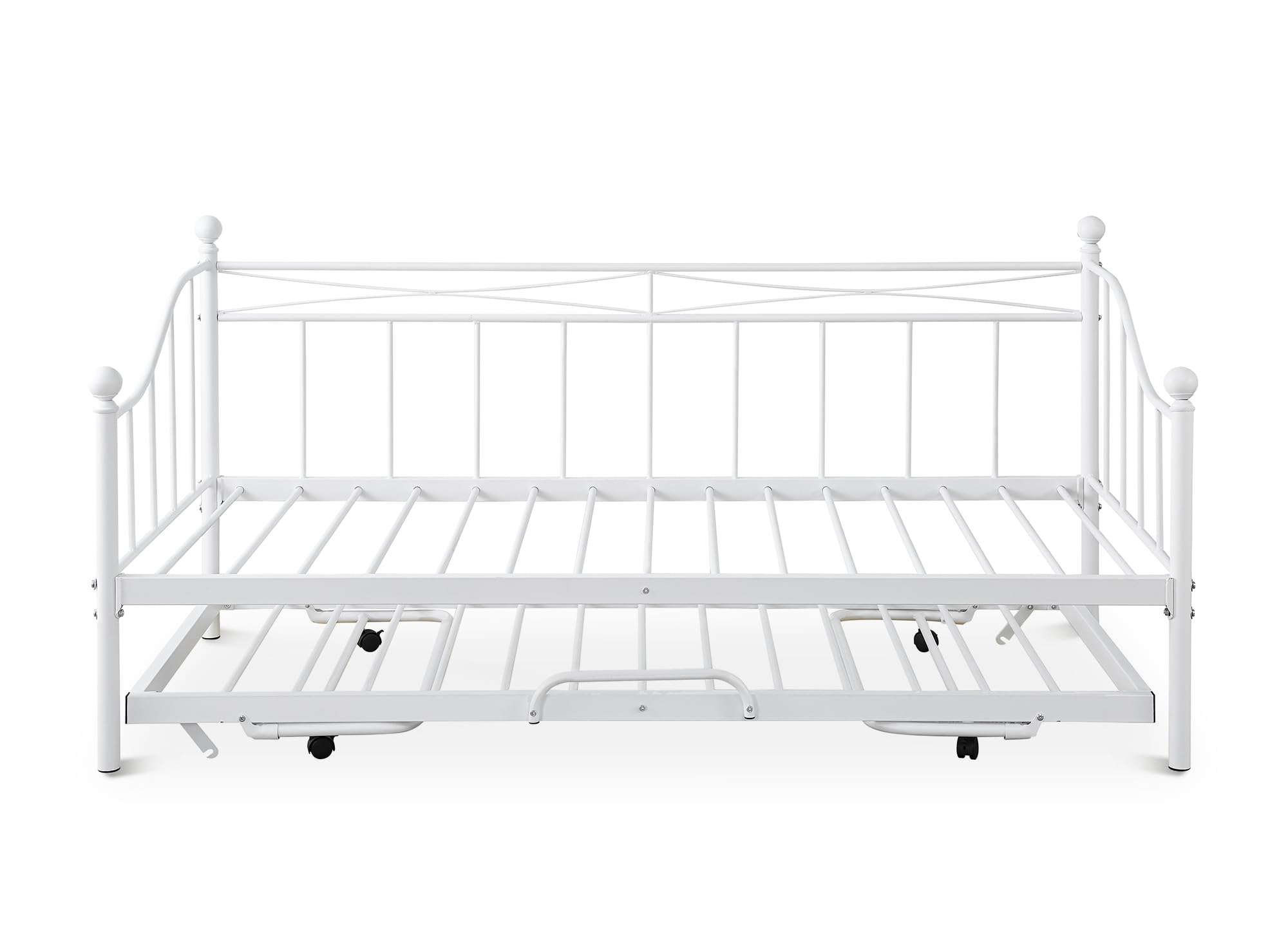 DecoInParis Lit Banquette gigogne en métal Blanc Alicia 90 x 190 cm