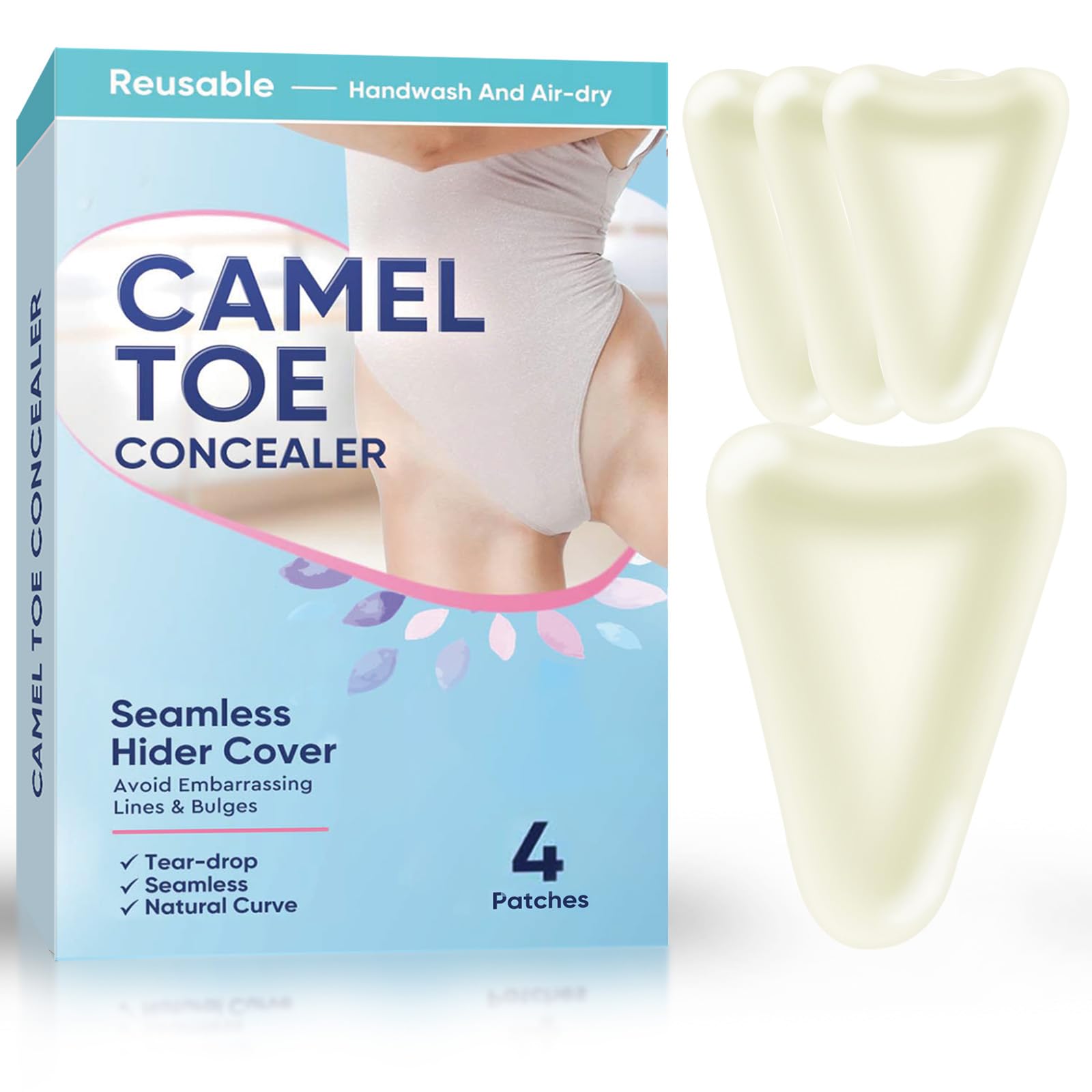 Corrector de pezuña de camello, 4 unidades, reutilizable e impermeable, sin costuras, protector de ropa interior para mujer