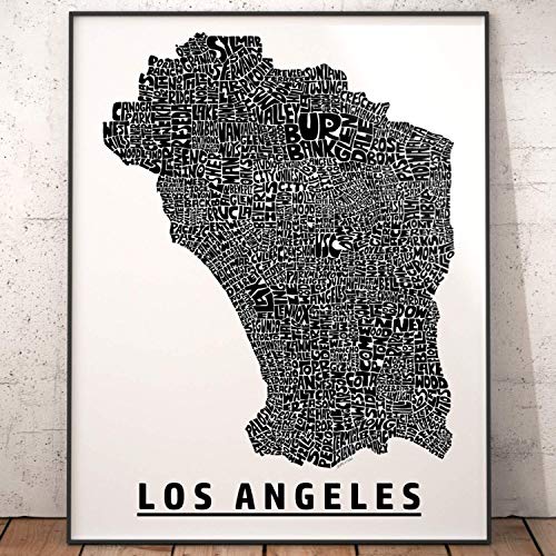 Los Angeles Neighborhood Map Print, Signed Print Of My Original Hand Drawn Los Angeles Typography Map Art #TOP6
