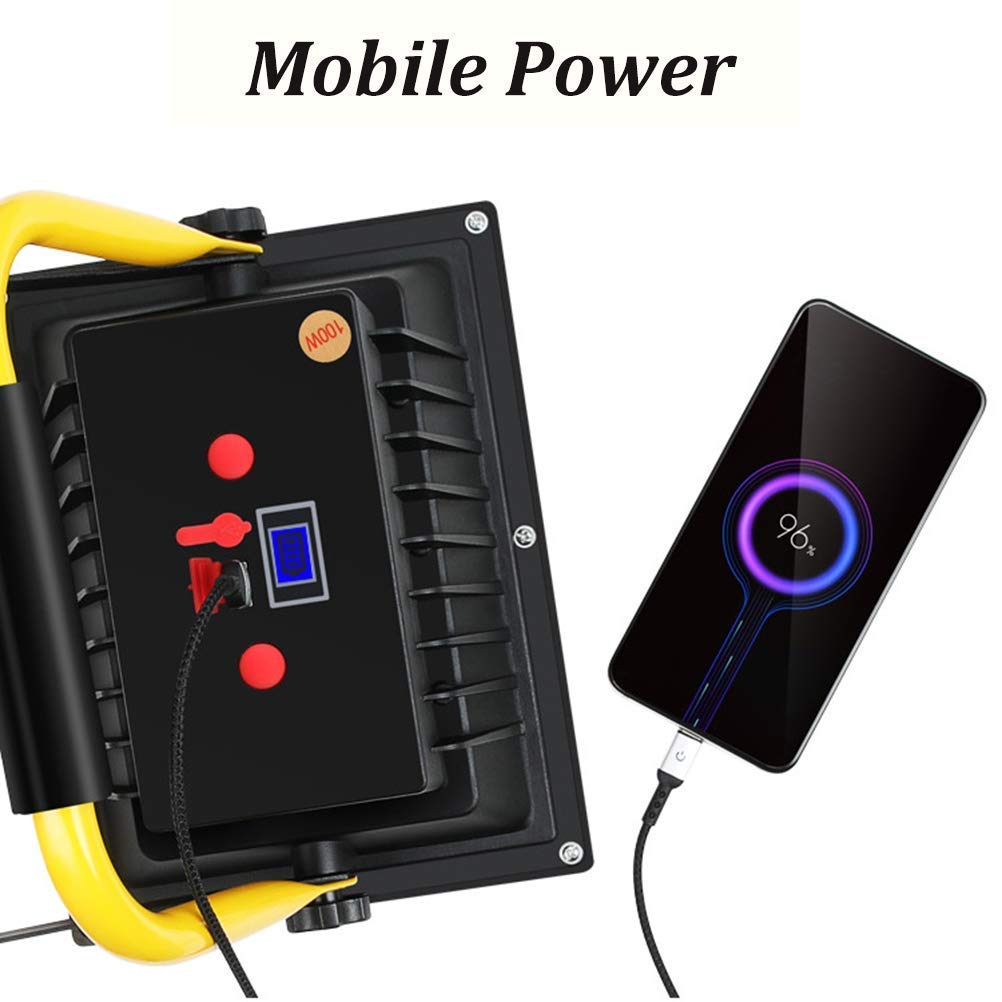 Foco Led de Construcción Recargable para Obra con Control Remoto, 4 Modos de Luz, Impermeable, Portátil, para Exteriores, Camping Y Pesca.
