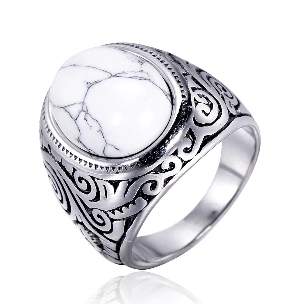 THE MEN THING White Whisper - Titanium Steel Vintage Ring With White Stone, For Mens (White Stone - Size 17) (B0C4NV4PJG) Amazon Price History, Amazon Price Tracker