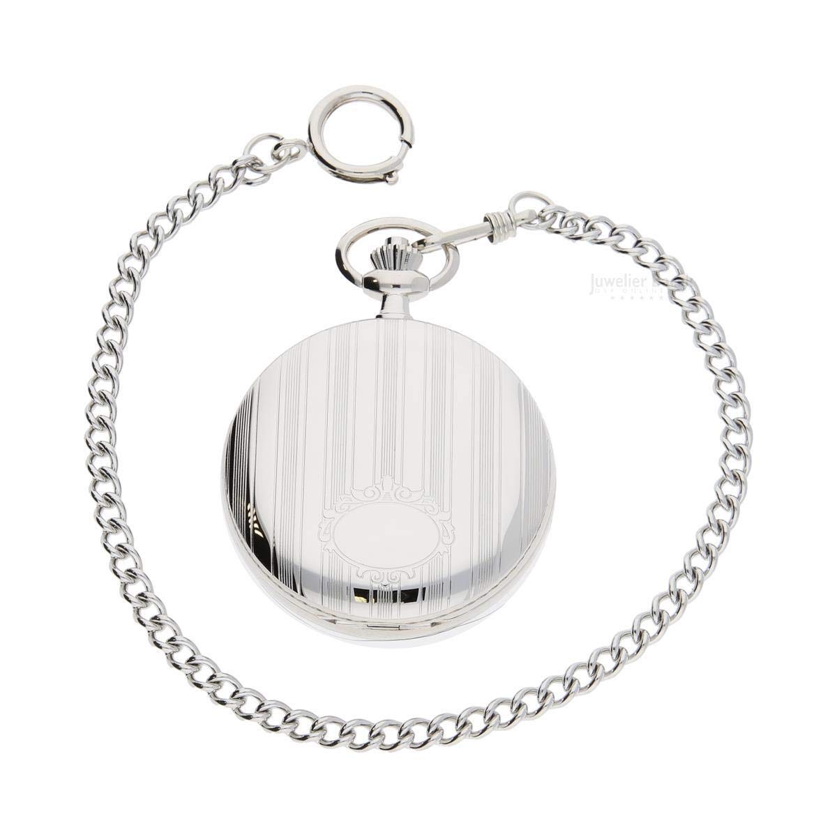 Dugena Herren-Taschenuhr 4460636-1, Savonette, Quarz, weißes Zifferblatt, Edelstahlgehäuse