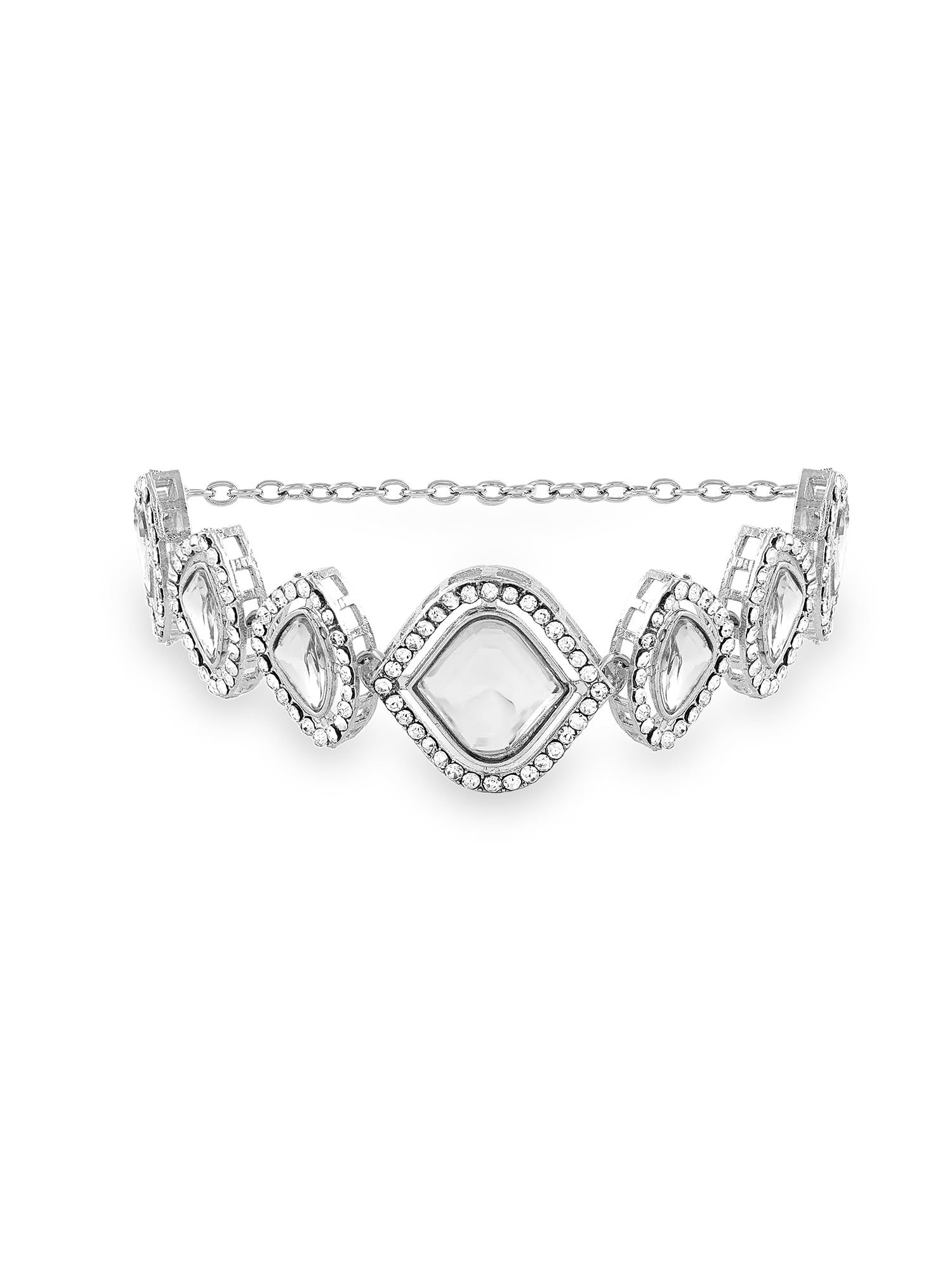 ZAVERI PEARLS Silver Tone Dazzling Austrian Diamonds & Stones Embellished Bracelet For Women-ZPFK17574 (B0CWP2NVV7) Amazon Price History, Amazon Price Tracker