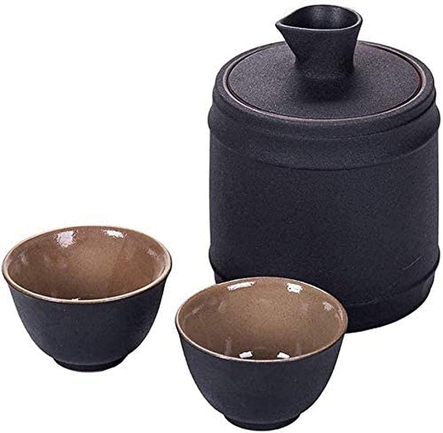 Sake Mug Set Sake Set with Warming Pot, 4 Pieces Quaint Ceramics Wine Glasses Set for Cold/Warm/Shochu/Tea
