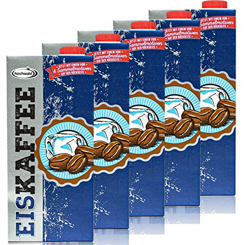 Hochwald - 5er Pack Premium Eiskaffee 1,5% fettarm in 1 Liter Packung - Ice Coffee als Kaltgetränk - Aromatisches Milchgetränk mit Kaffee Cover