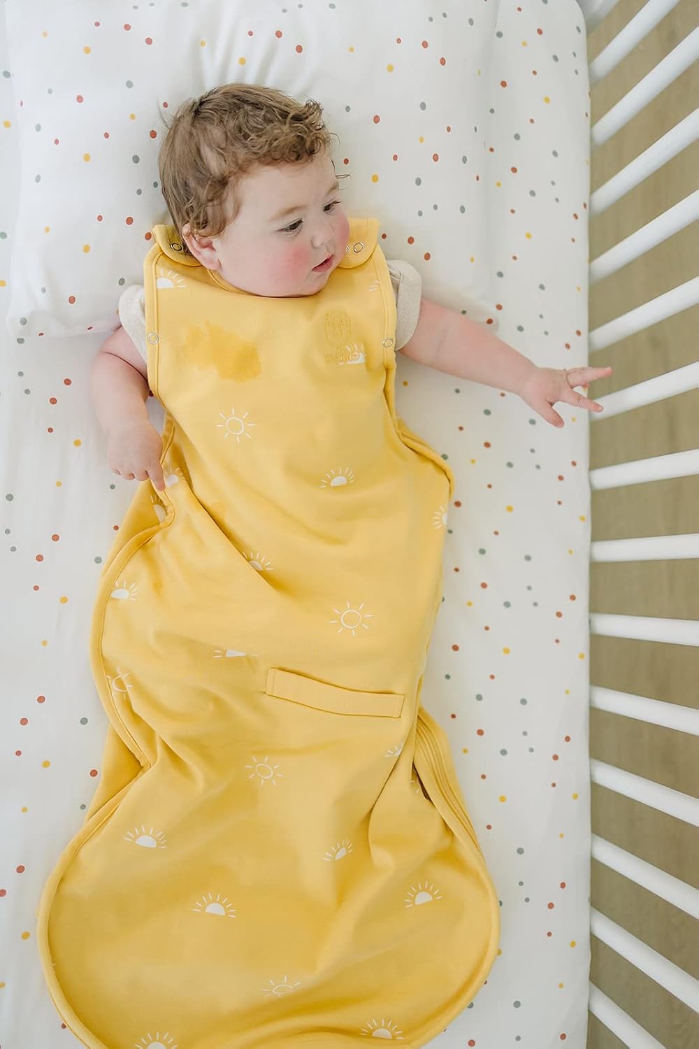 Ecolino Fitted Crib Sheet, 100% Organic Cotton Baby Crib Sheets for Boys and Girls. Fits Standard Crib and Toddler Mattresses, Soft and Breathable in Dots