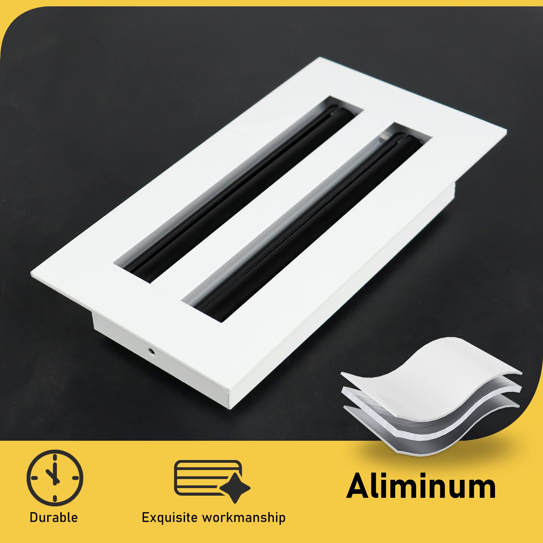 Linearschlitz-Diffusor Aus Aluminium – 61 Cm, 2 Steckplätze, Für Decken- Und Wandmontage (handelsübliche Qualität)