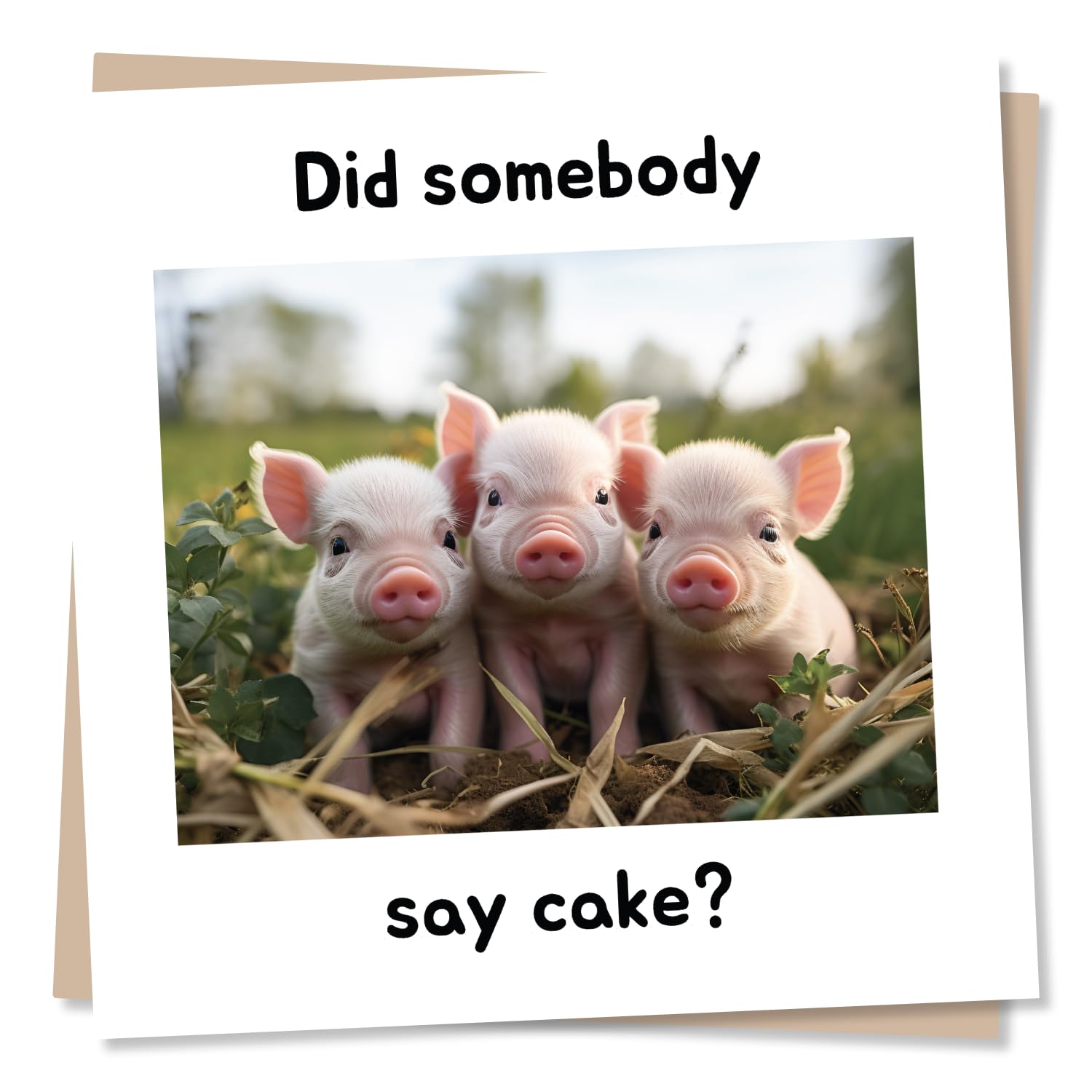 Funny Piglet Happy Birthday Card - Did somebody say cake? - Special Pig Greetings Card For Family and Friends - Made in UK