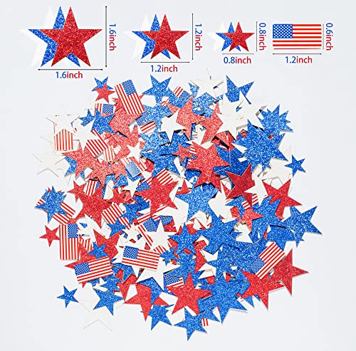 Image of 300Pcs Patriotic Confetti Christmas American Flag with Glitter Stars Scatter Paper Red White Blue Table Decor for USA Xmas Holiday New Year Labor Day Veterans Day Birthday Party Decoration Supplies