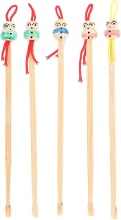 5pcs Ear Cleaning Tools with Lovely Doll Head Design Skid-Resistant Practical Earwax Removers for Personal and Family Use Natural Material Wax Removal Kit Random Color