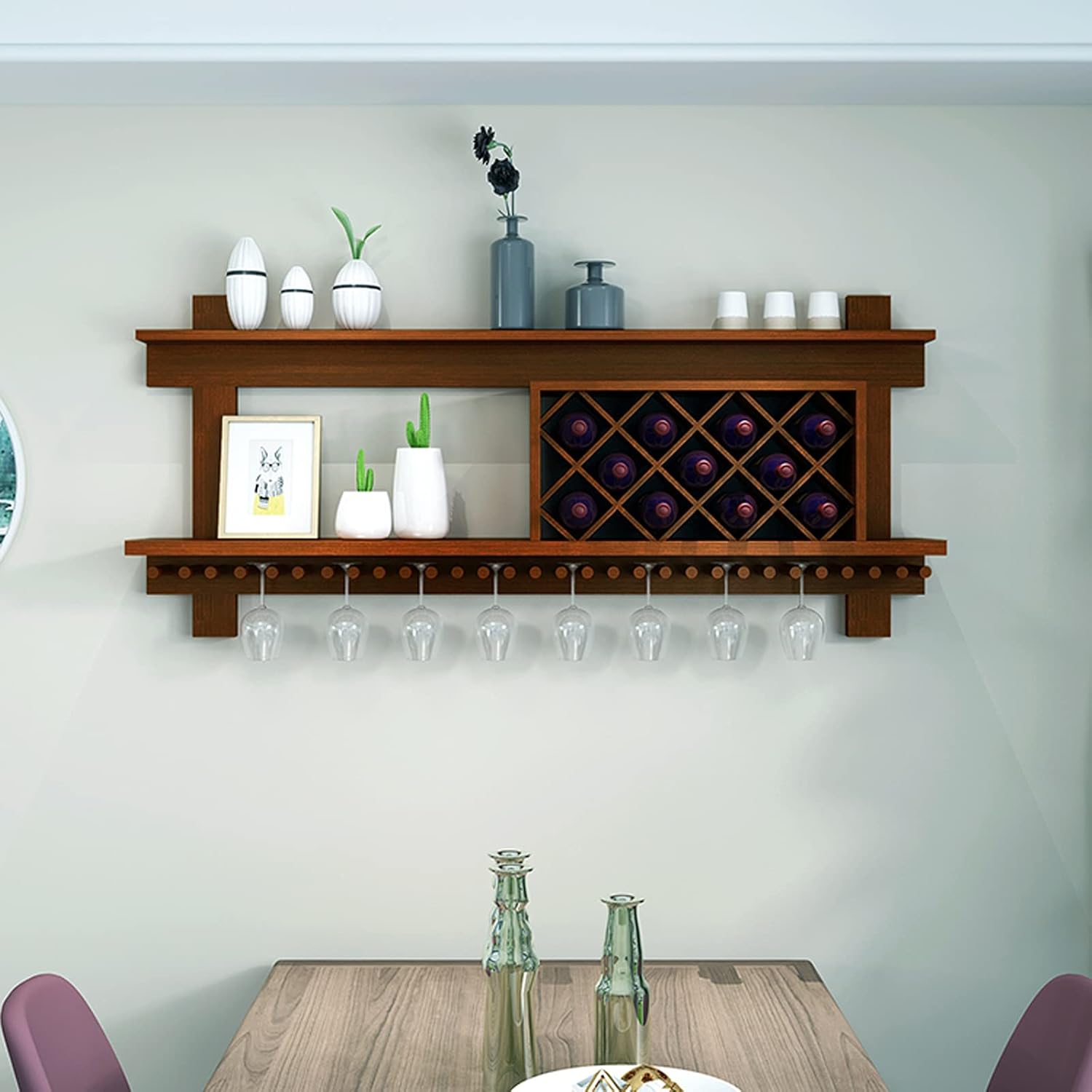 Wine Cabinet Wall Mounted Wine Cabinet, Holds Wine Bottles and Stemware Glass Holder, Decorative for Home Bar, Dining Room, Kitchen Freestanding Wine Racks & Cabinets (Size : 160cm)