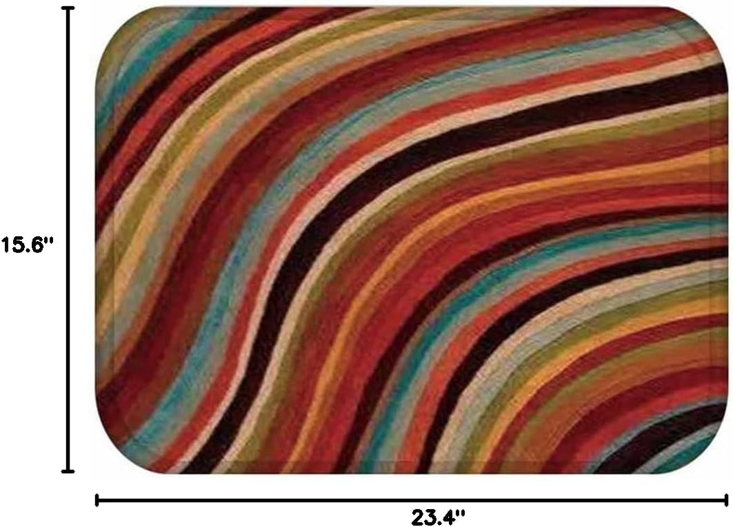 HBJWOV Striped Pattern Anti-Slip Floor Texture Carpet Door Mats Doormats Outdoor Kitchen Bathroom Living Room Mat(Black)