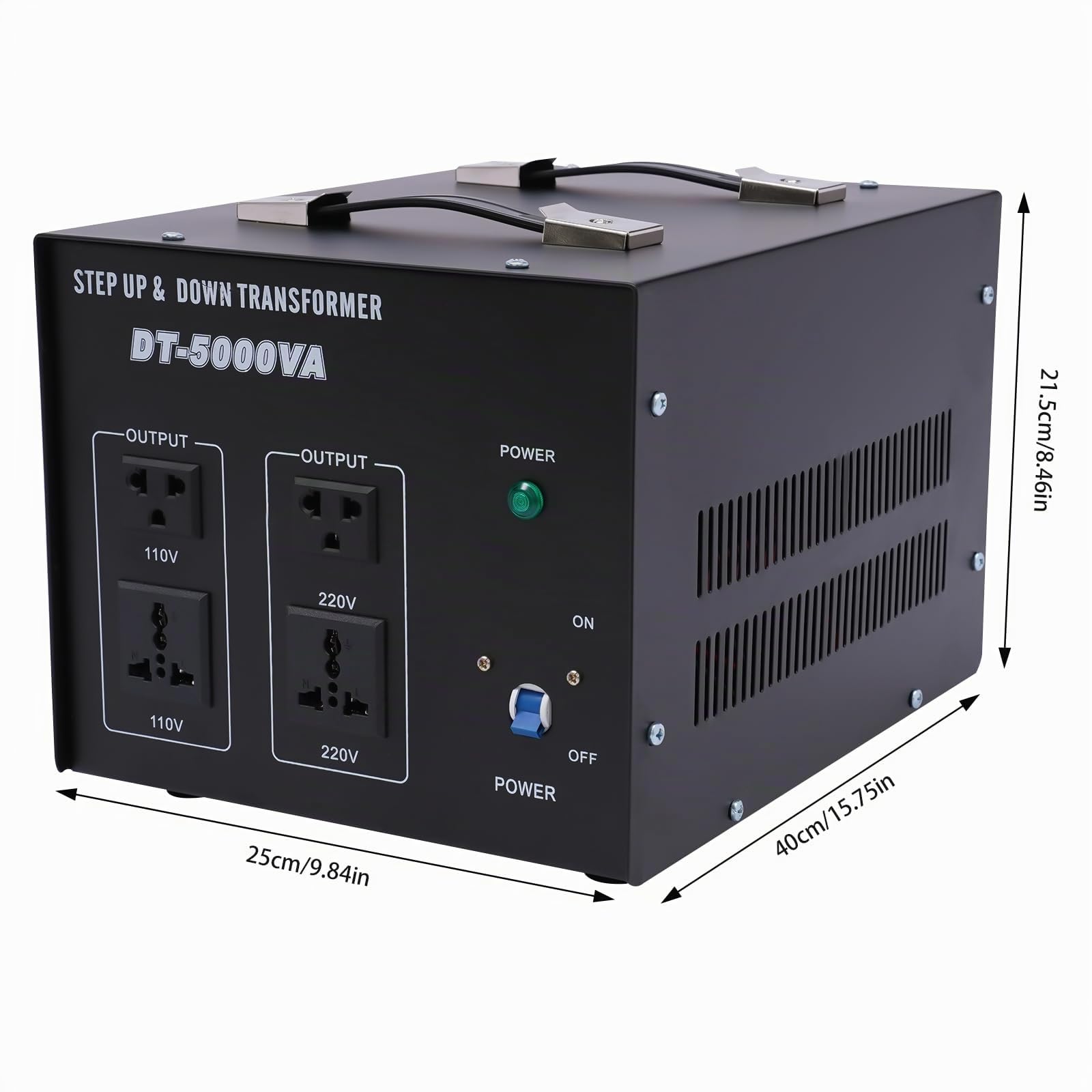 JINPRDAMZ Transformador de tensión 5000 W, núcleo toroidal 110 V a 220 V, 220 V a 110 V, convertidor step up/abajo 4 enchufes