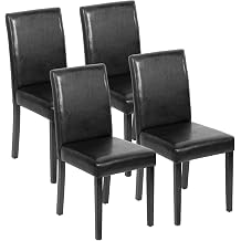 PayLessHere Dining Chairs Set of 4,Dining Room Chairs,Side PU Leather Cushion Chairs with Waterproof Surface and Wood Legs,for Kitchen Restaurant and Living Room,Black