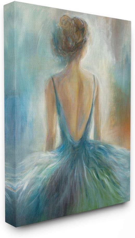 Stupell Industries Ballet Girl Blue Orange Figure Painting, Design by Third Wall Art, 30 x 40, Canvas