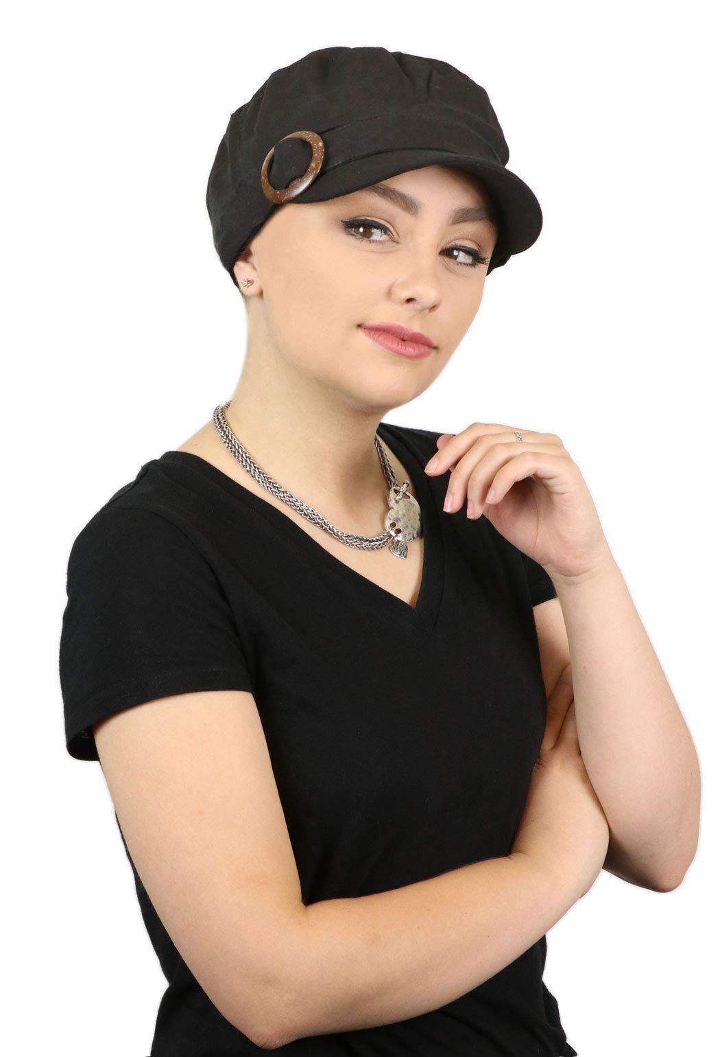 Hats Scarves & MoreHats, Scarves and More Linen Blend Military Cadet Hat (Black)