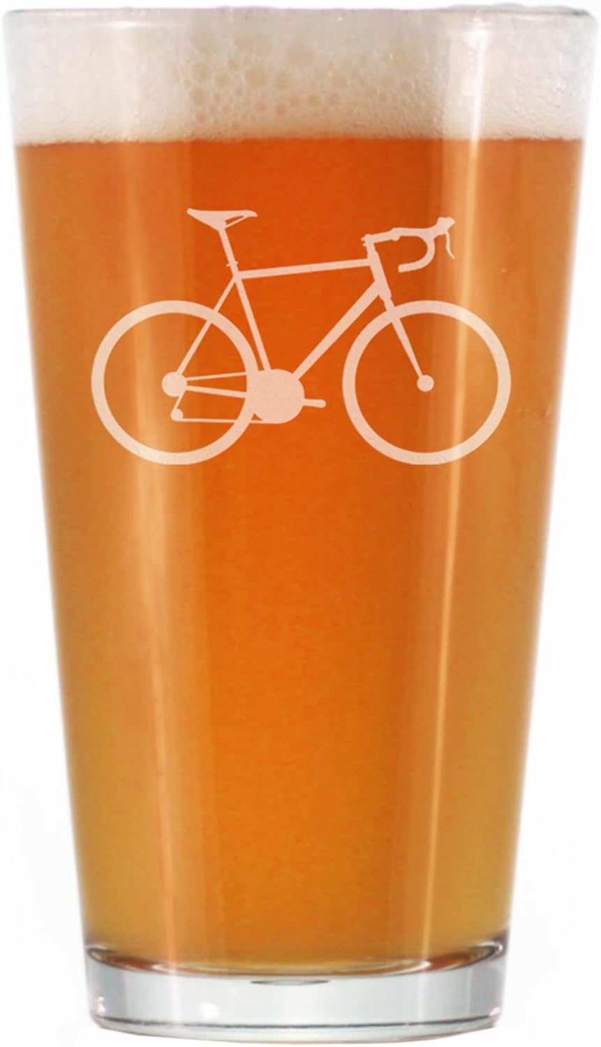 Bicycle - Pint Glass for Beer - Unique Road Biking Themed Decor and Gifts for Cyclists - Set of 2-16 oz Glasses