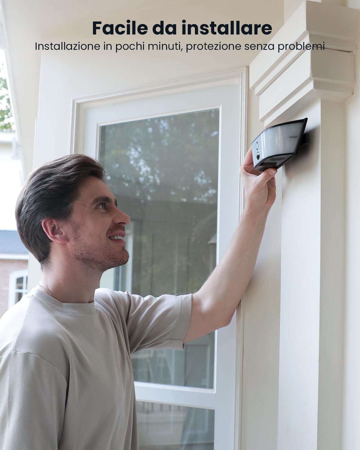 ieGeek 2K Faro Esterno con Telecamera, Luce Telecamera Wifi Esterno Senza Fili, Pannello Solare Integrato, Faretto Regolabile, Rilevamento PIR, Visione Notturna a Colori, IP65, Solo 2,4 GHz, S4