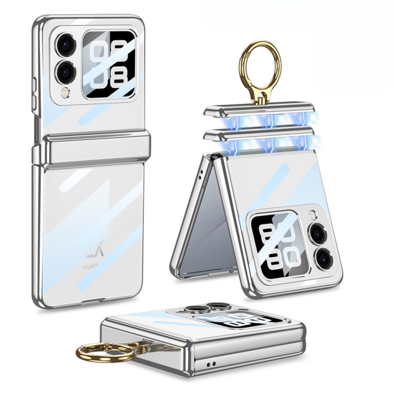 Coque Huawei Nova Flip transparente protégeant l'écran et la charnière - 8