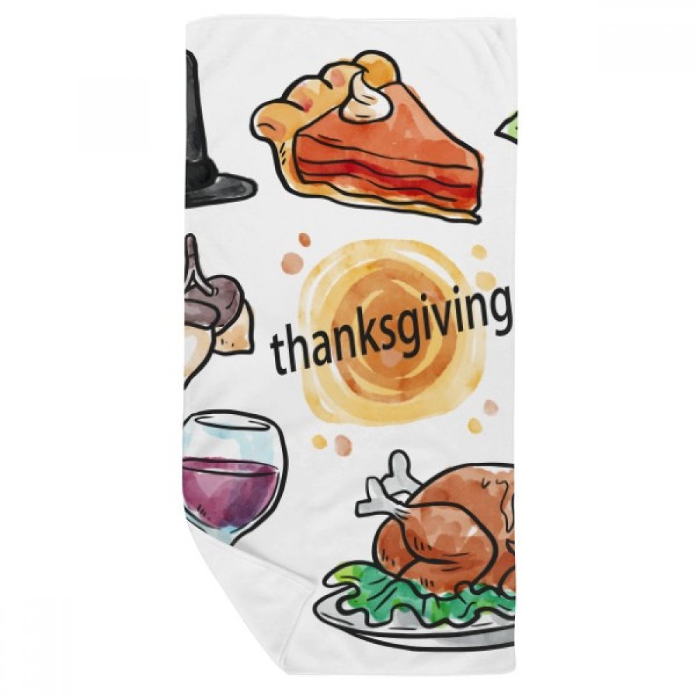 Serviette de bain motif heureux aquarelle idée cadeau Thanksgiving