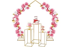 Pentagon Wedding Arch and Cylinder Pedestal Stands
