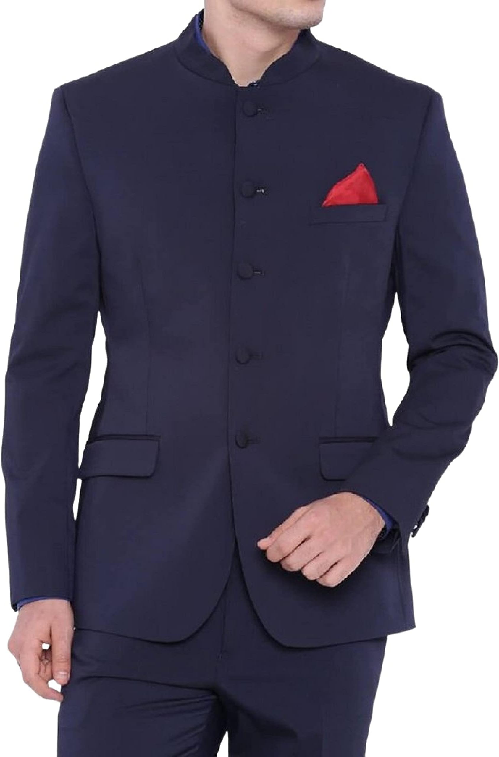 Mansi Textiles Mens Black Nehru Grandad Collar Suit Ideal for Weddings