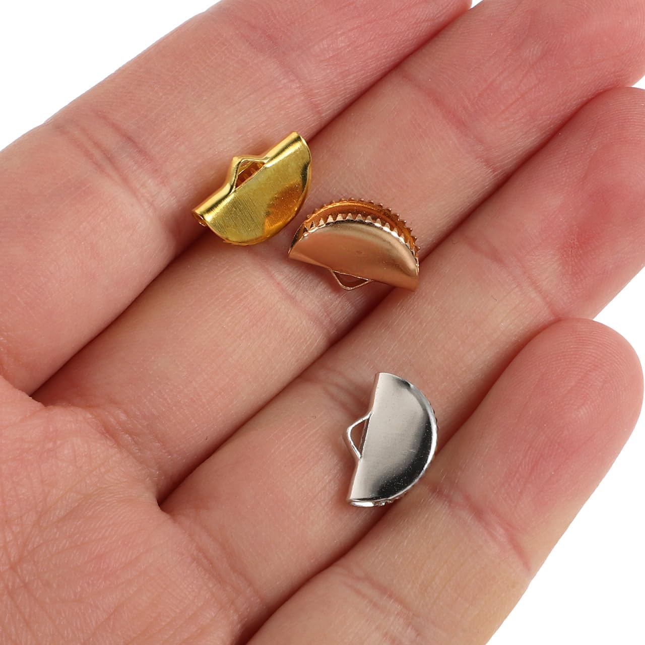 Half Round Buckle & Fan Shaped Tassel Clasp, 150pcs 13mm Mixed Color, Jewelry Making Findings Connector for DIY Craft