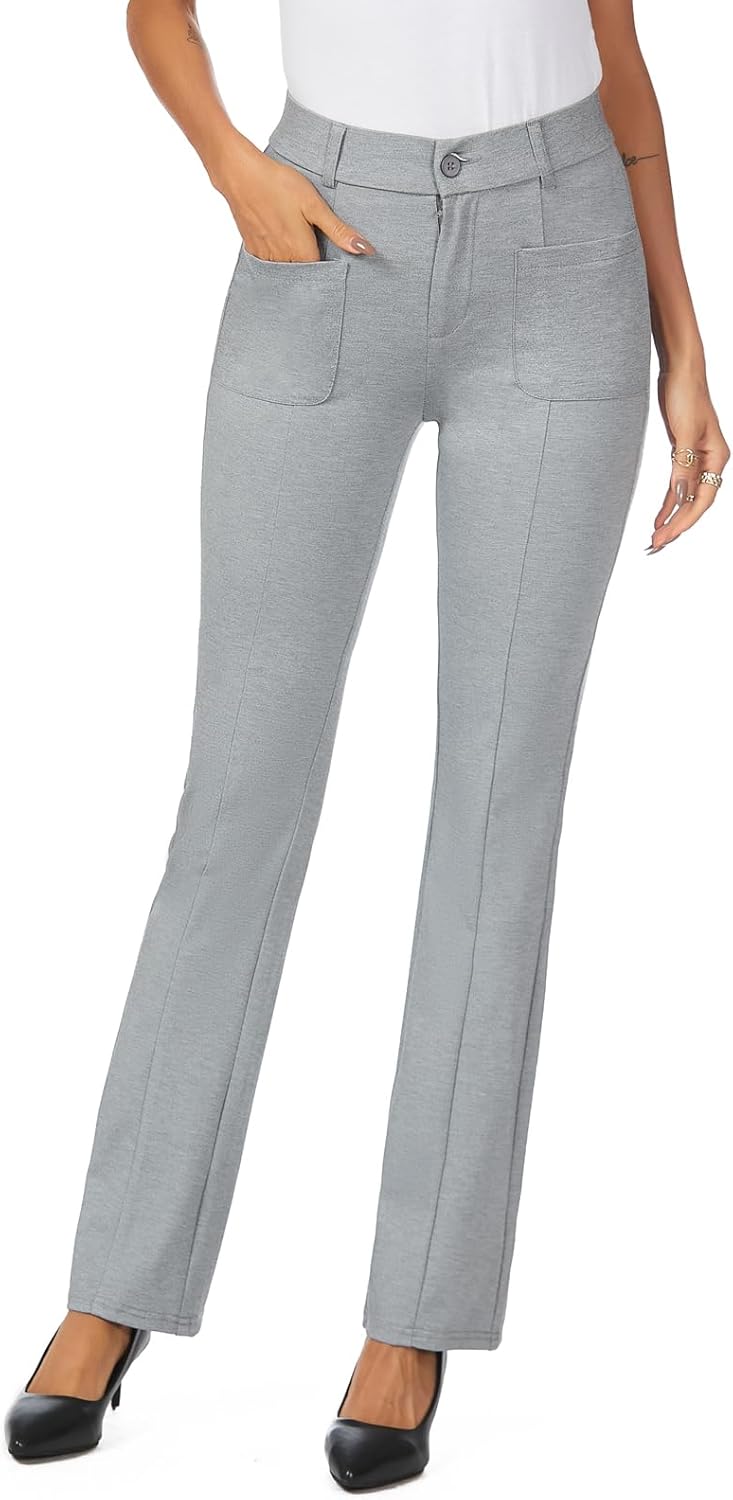 iChosy Women's High Waist Stretchy Bootcut Dress Work Slacks Pants with Pockets - Image 3