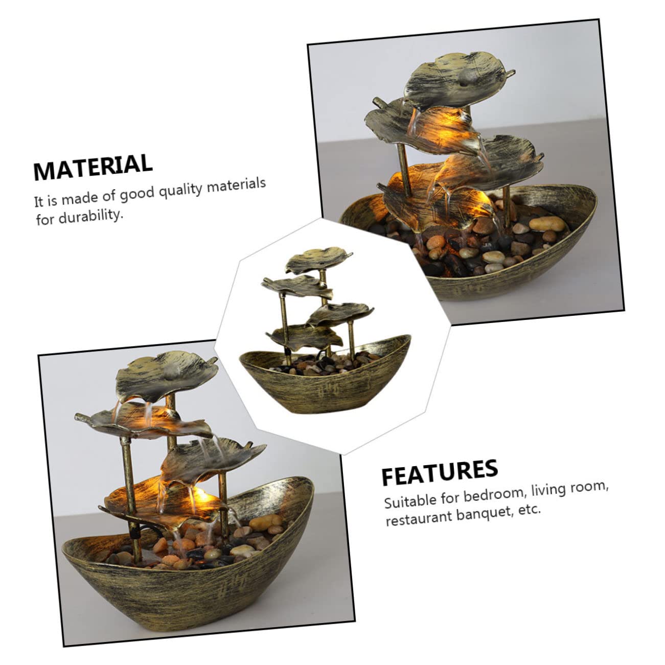 Yardwe Fontaine De Bureau Décorative Forme De Lotus avec Lumières LED Ornement De Table pour Salon Bureau Et Décoration Intérieure