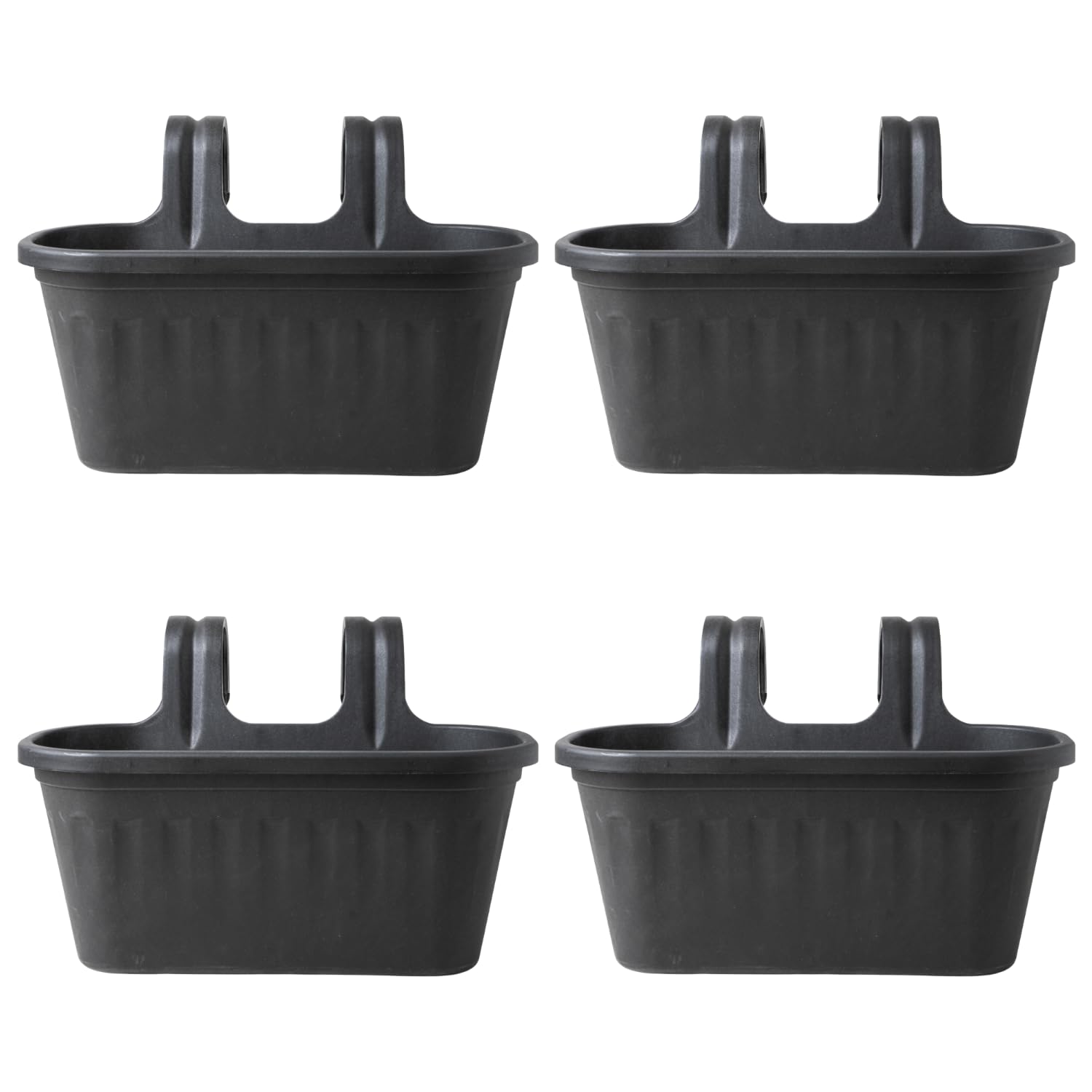 Fabfinds Black Overfence Basket Outdoor Hanging Plant Pots Garden Over Fence Planter Large (, 4)