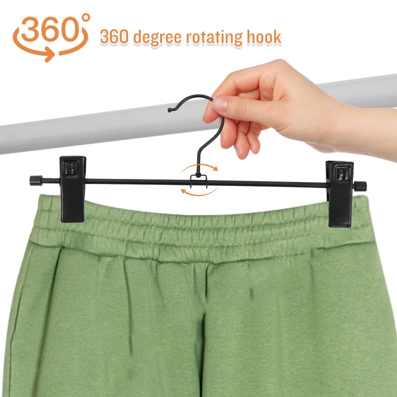 Ciieeo 10 pezzi appendiabiti per pantaloni grucce per gonne con pinzette, gancio per pantaloni, clip per appendere grucce con pinzette, grucce per vestiti, nero in polivinile