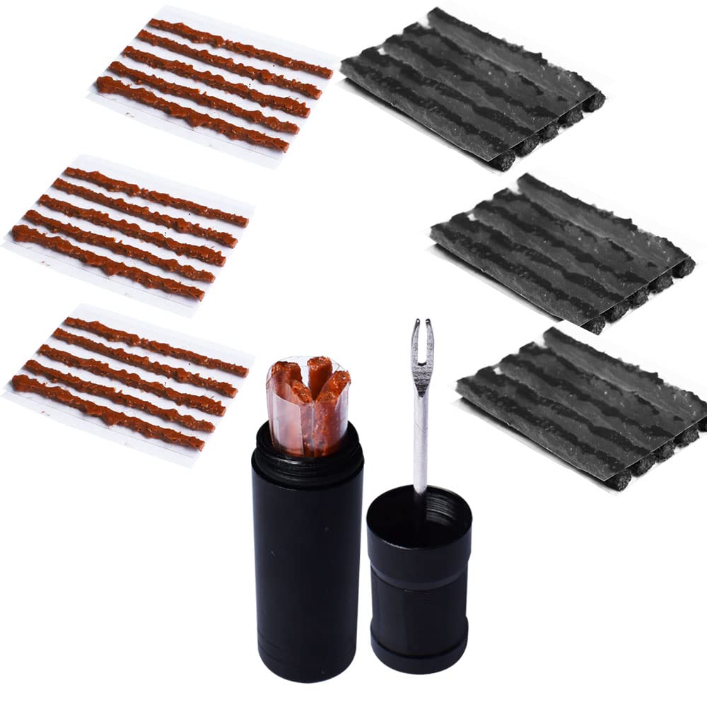 Lotatheta Bike Tubeless Tire Tyre Repair Kit Plugger Plugs Tool Repair Tires Fix Flat Puncture MTB and Road Mountain Bicycle +35 Strips (15 x1.5 mm + 5 x 2.5 mm + 15 x 3.5 mm)