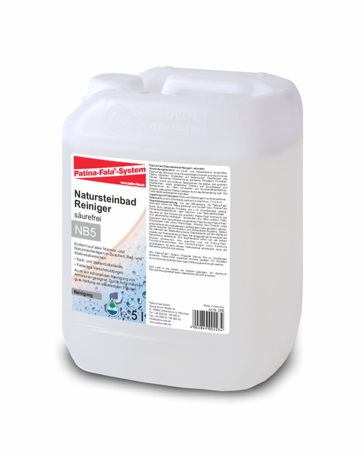 pátina de Fala piedra natural baño limpiador, libre de ácido, 5 L L, nb5