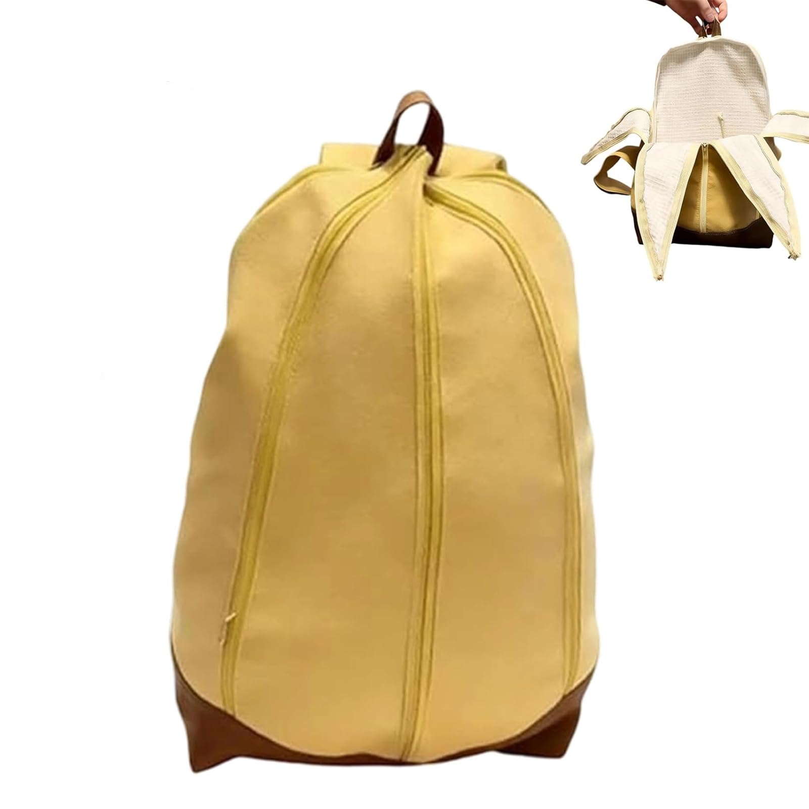 Novedad divertida bolsa de plátano, bonita mochila de plátano con forma de fruta, bolsos pelables para viajes
