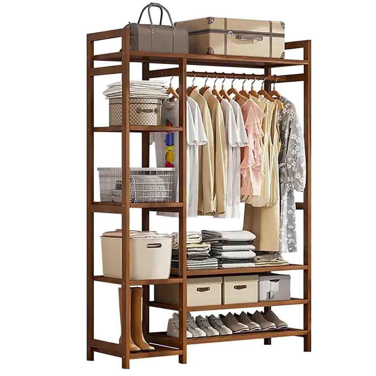 Portant à vêtements en bambou pour organiser une entrée ou une chambre