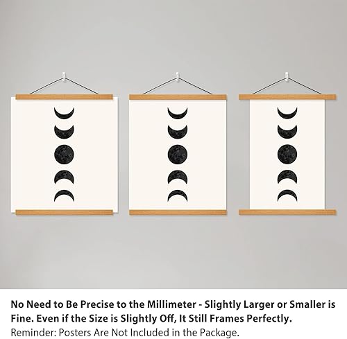 Miniatura 8 de Colgador magnético, marco de pósteres, teca natural, para fotos, imágenes, impresiones, mapas, pergaminos y obras de arte en lienzo. 24 x 36, 24 x