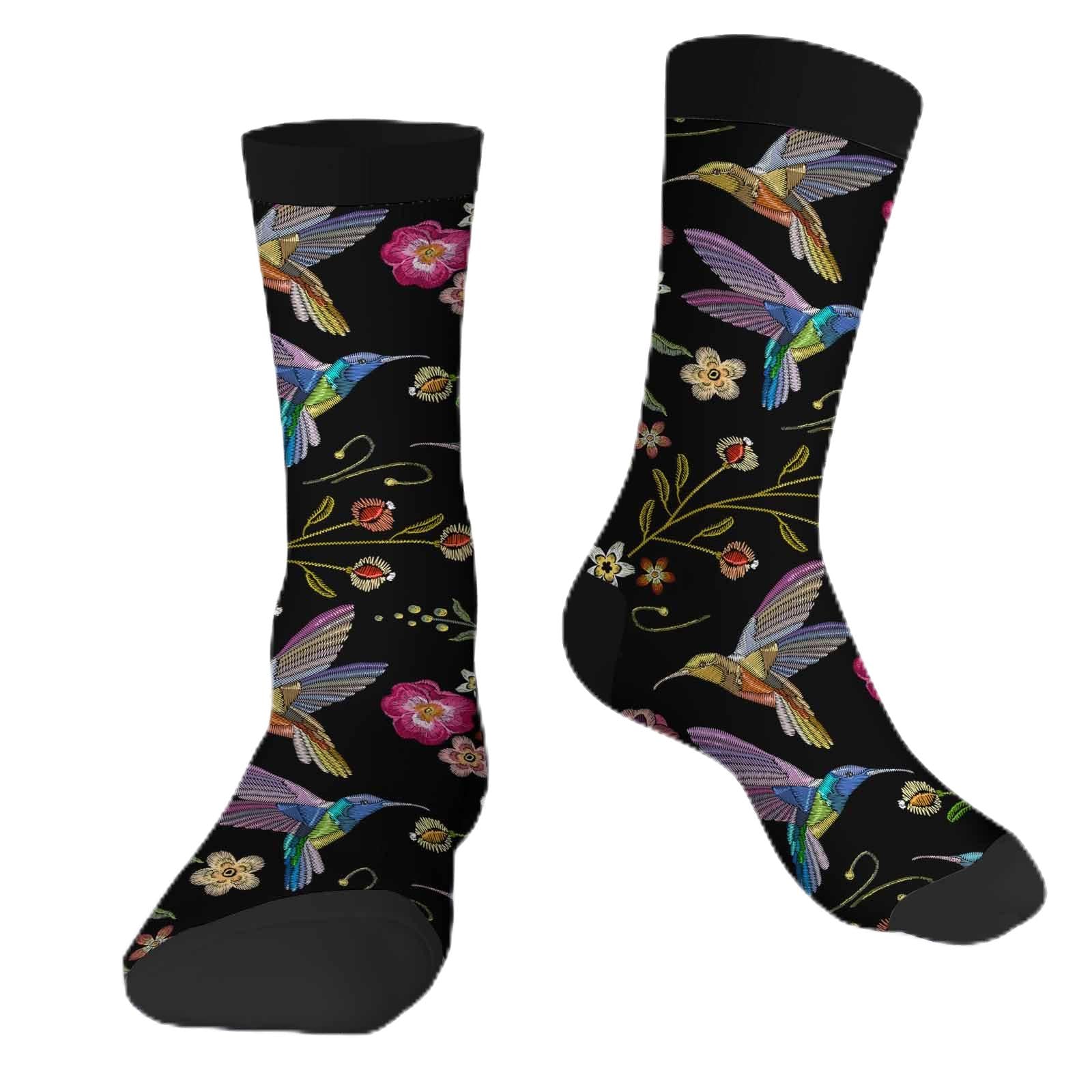 Muntayson Humming Bird Athletic Cushioned Crew Socks Cushioned Crew Socks with Arch Compression Secure Fit Women Men