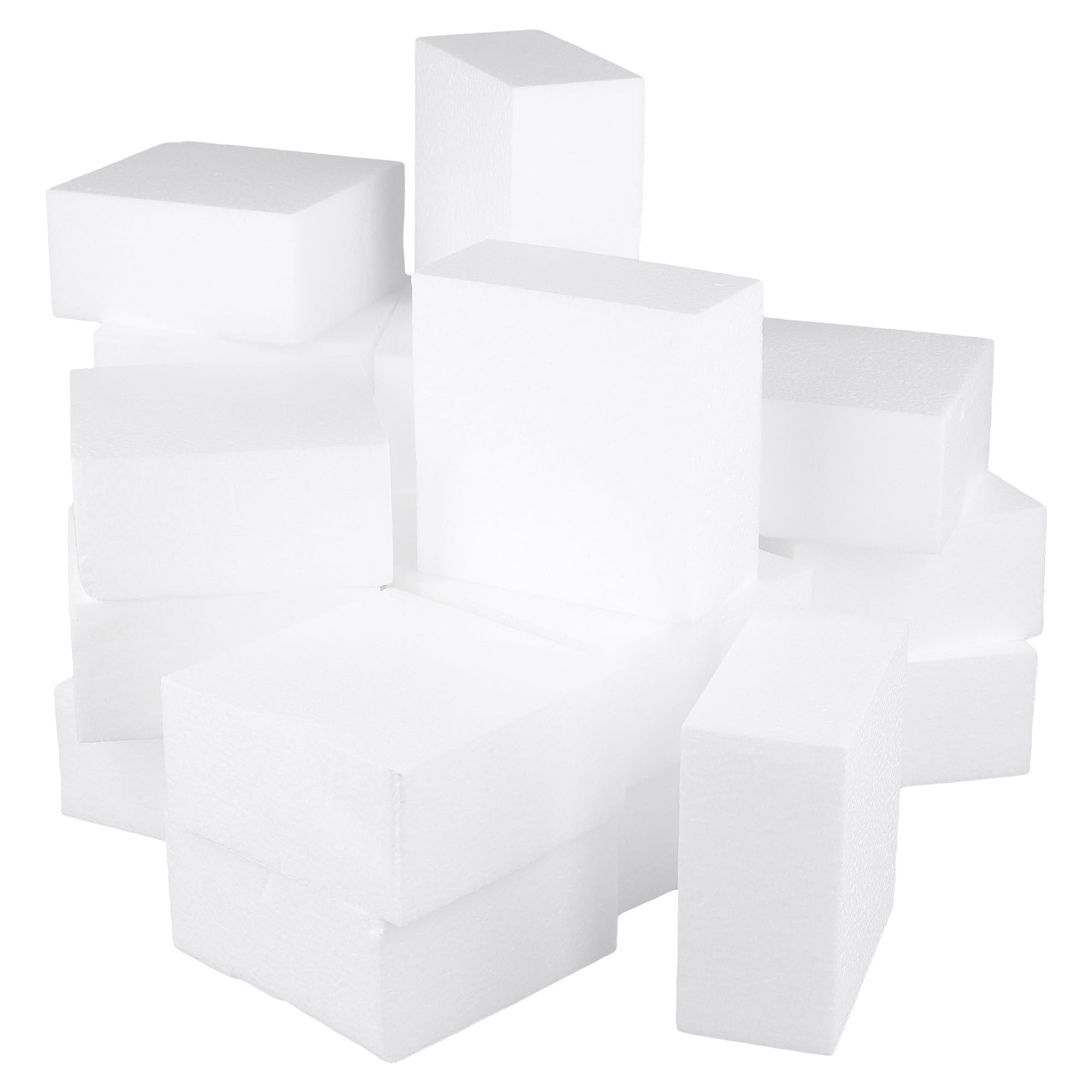 Blocs de mousse blancs x20 - Briques carrées 10x10x5 cm pour sculpture et loisirs créatifs