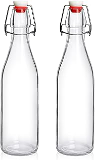 2 Pack Swing Top Glass Bottles 16oz, Flip Top Glass Bottle with Airtight Lid for Fermentation, Kombucha, Mead, Vanilla Ext...