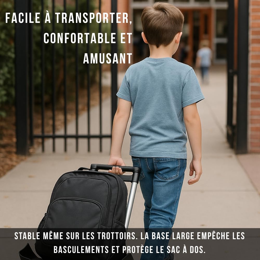 Devesa Chariot pour Sacs à Dos Scolaires – Léger, Pliable et Résistant, avec Base Protectrice et Grand Plateau, Roues Silencieuses et Design Ergonomique pour Éviter Le Mal de Dos - D203