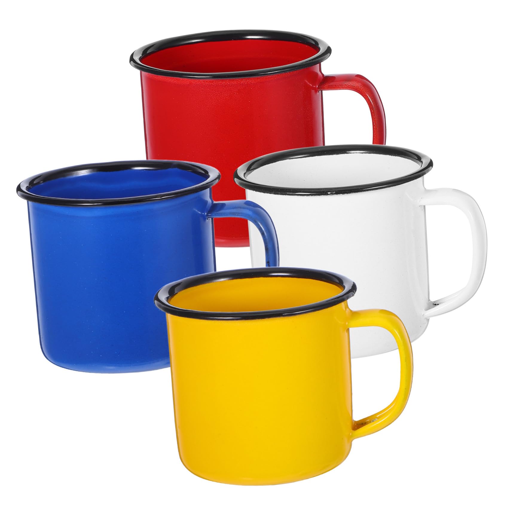 VILLCASE 4 Stück Vintage Emaillebecher aus Emaille Wasserbecher mit Einfachem Stil Praktisch und Angenehm für Zuhause und Cafés Langlebig und Komfortabel