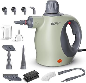 Multi-Surface Handheld Pressurized Steam Cleaner with 13 PCS Accessory ,Portable Steamer for Cleaning, Multipurpose Steam Cleaner for Home/Car/Bathroom/Grease/Upholstery/Floor/Grout and More Green