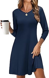 MOLERANI Women's Casual Simple Long Sleeve T-Shirt Loose Dress